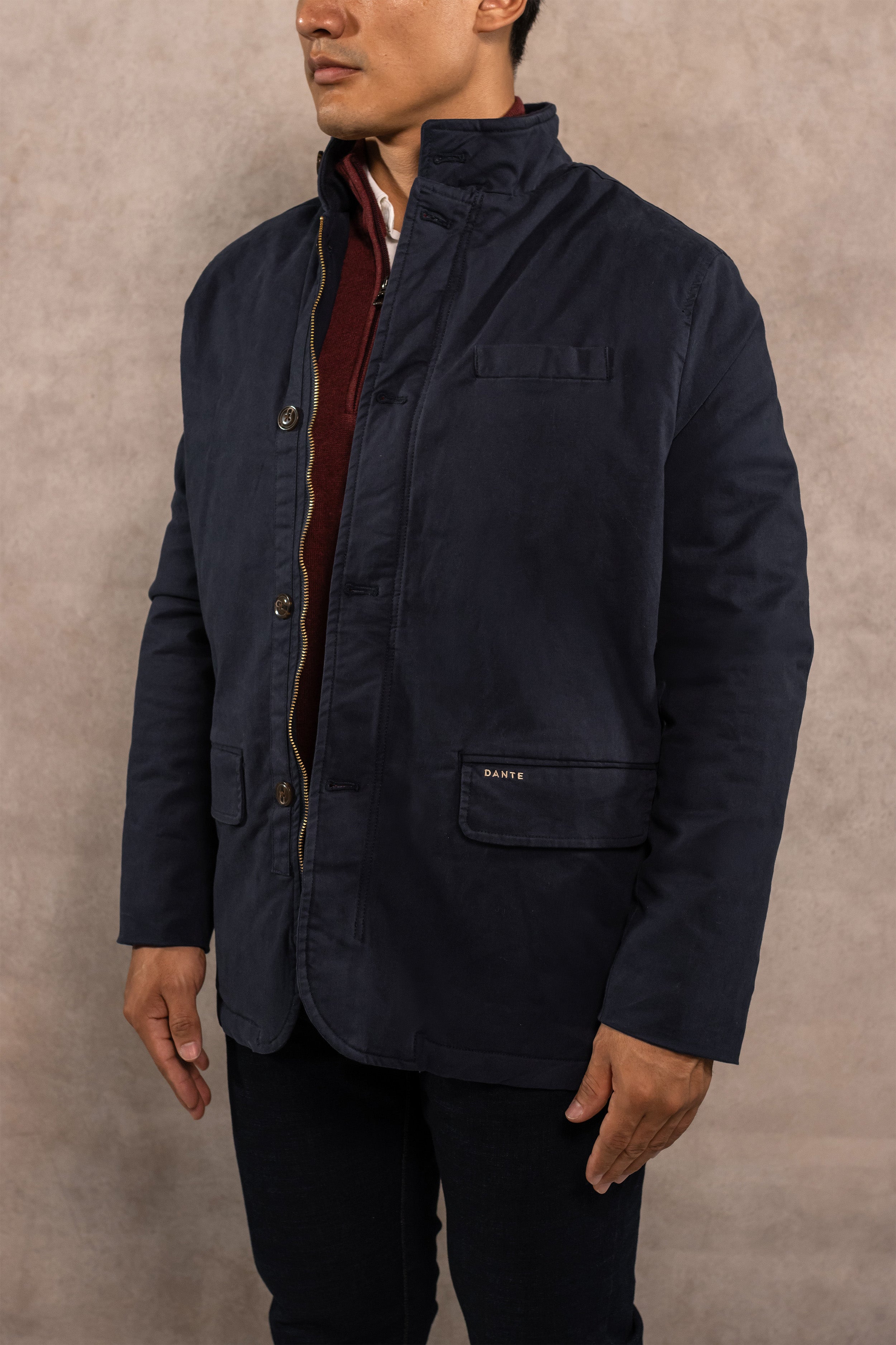 Chaqueta 1980 azul oscuro para hombre marca DANTE regular fit foto frente
