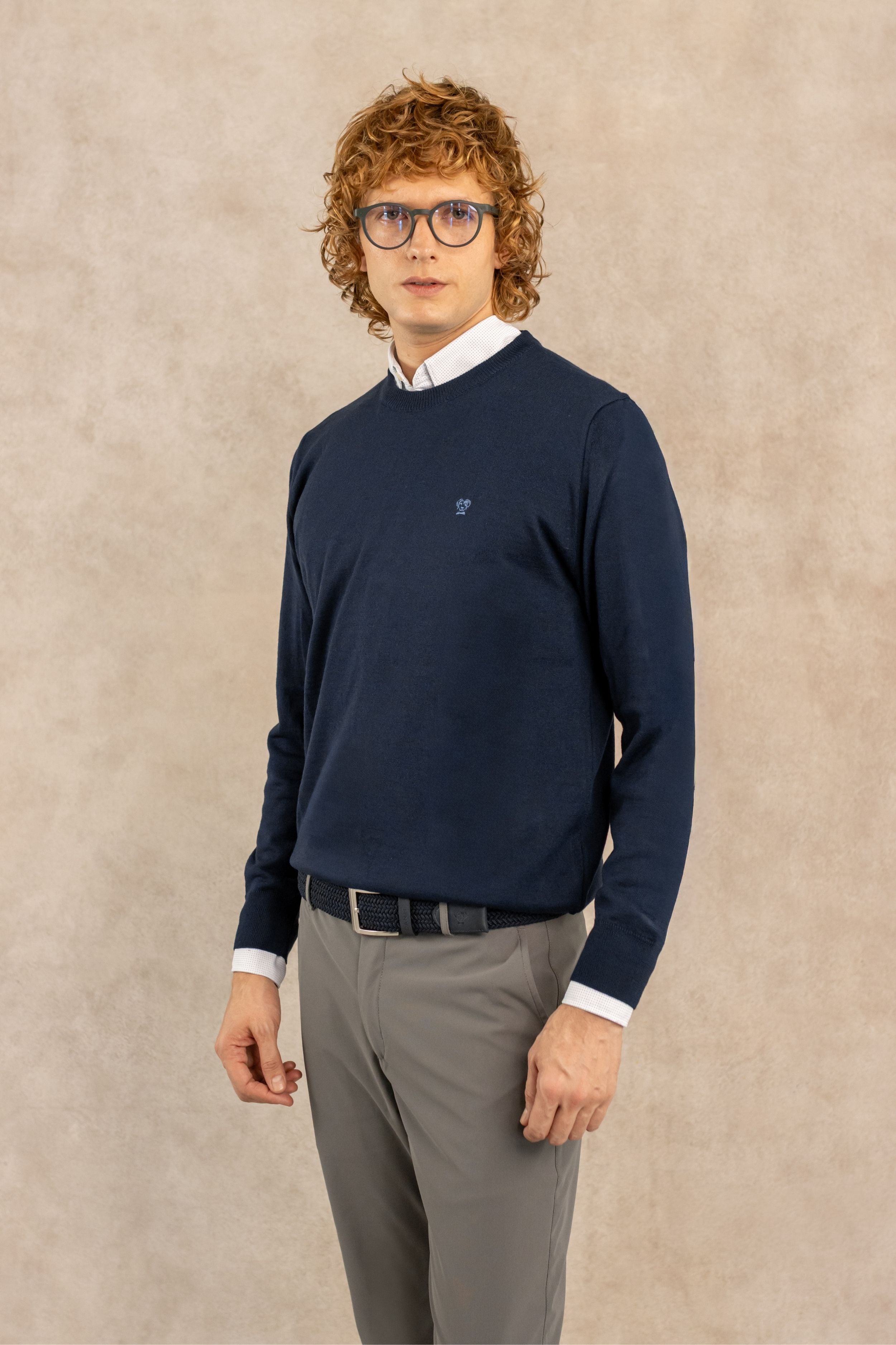 Sueter Merino Antiarrugas Azul Oscuro