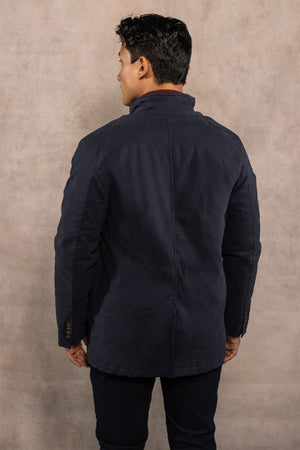 Chaqueta 1980 azul oscuro para hombre marca DANTE regular fit foto detalle logo