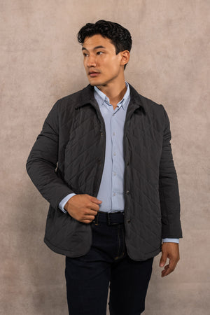 Chaqueta acolchada rombos gris para hombre marca DANTE regular fit foto principal