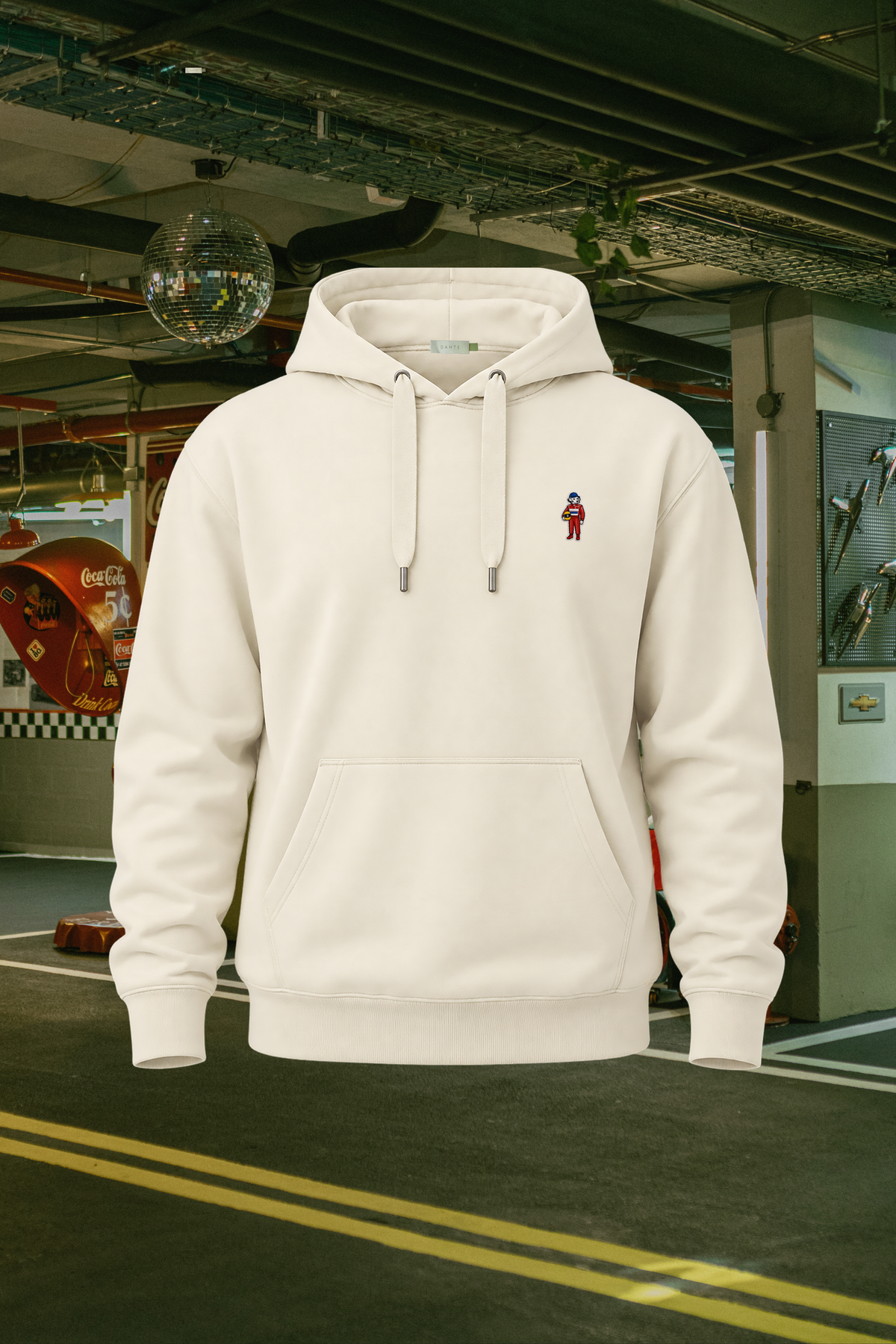 Hoodie algodón peinado marfil Formula 1 para hombre DANTE, vista principal