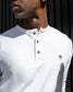 Camiseta antimanchas manga larga con botones BLANCA