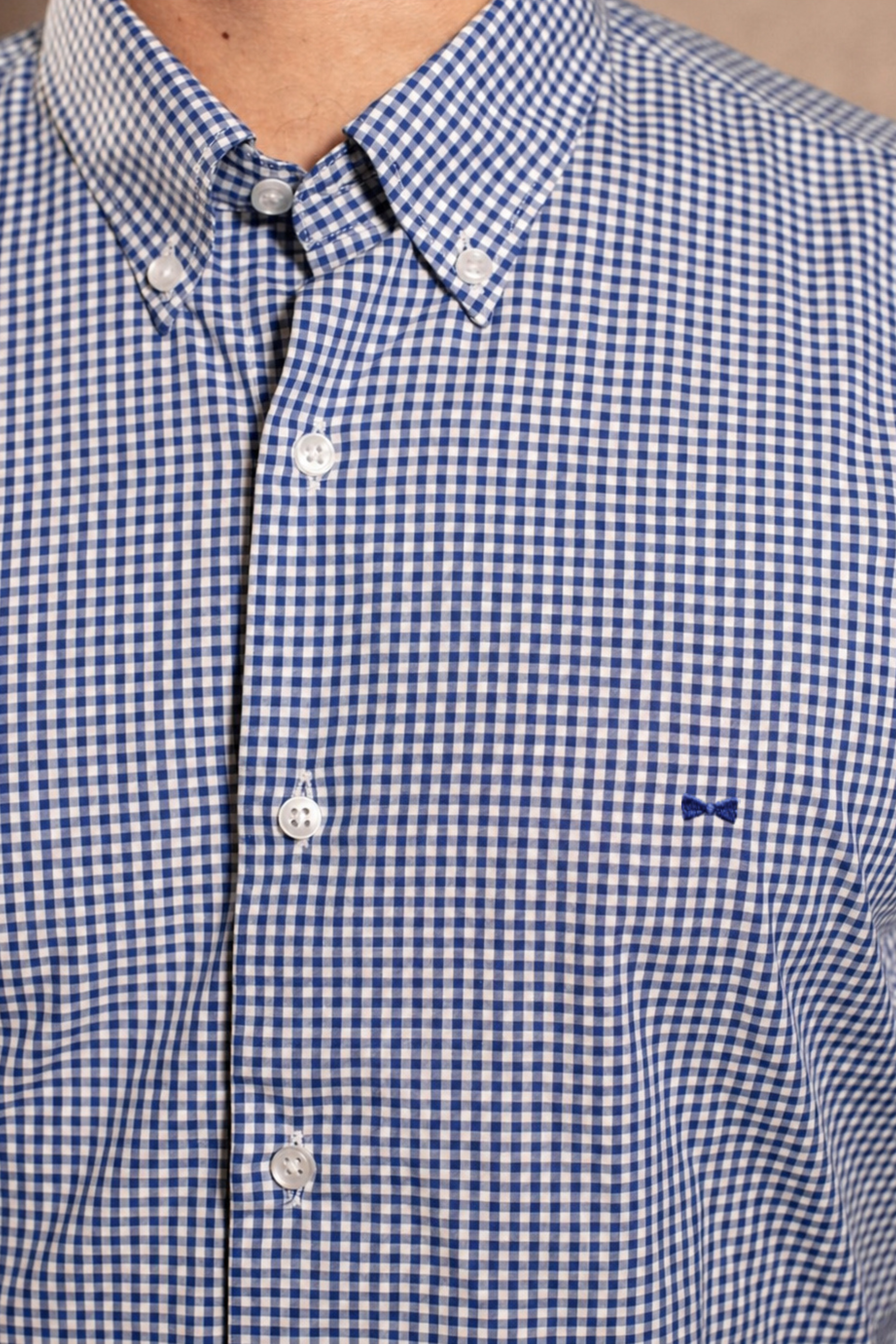 Camisa Antimanchas Popelina Cuadros Azul Oscuro Berna