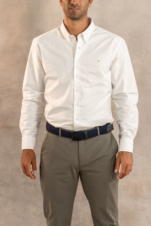 Camisa Antimanchas Oxford Blanco Logo Beige