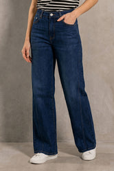 Jean Elastico De Mujer Wideleg Azul Oscuro