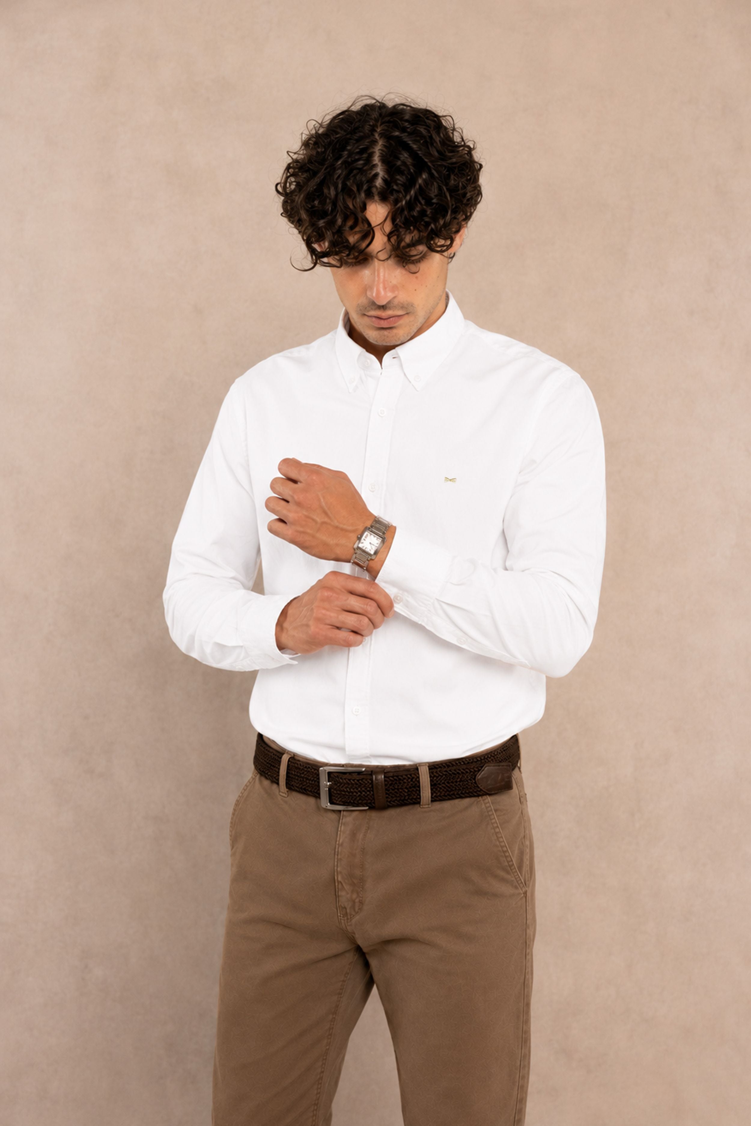 Camisa Antimanchas Oxford Blanco Logo Combinado