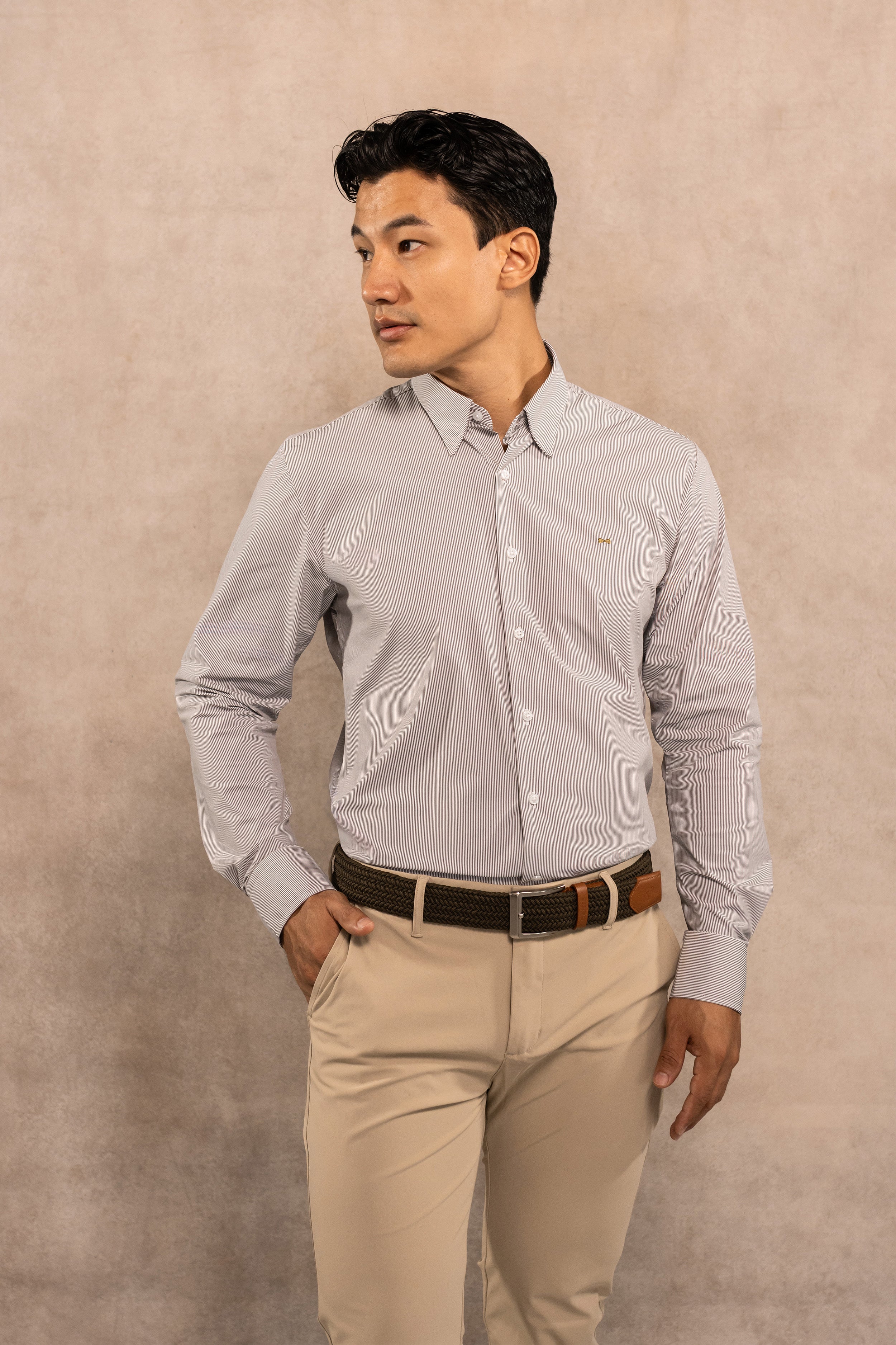 Camisa Performance Oxford Rayas Verde