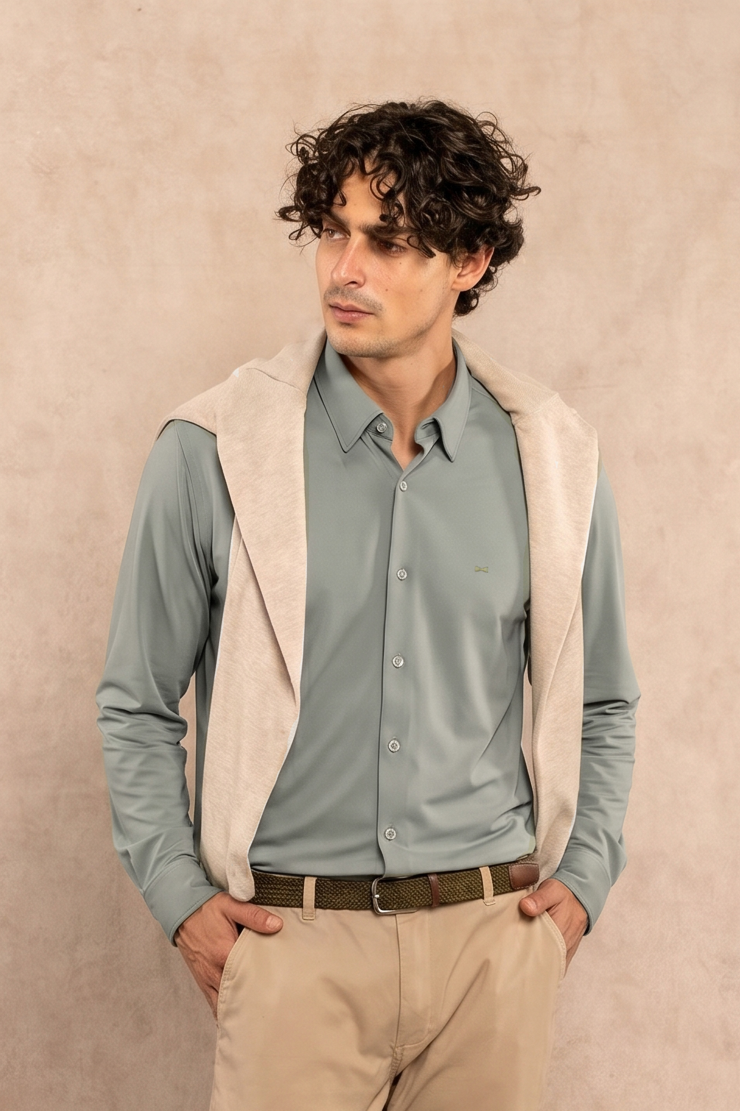 Camisa Performance Antiarrugas Verde Sage