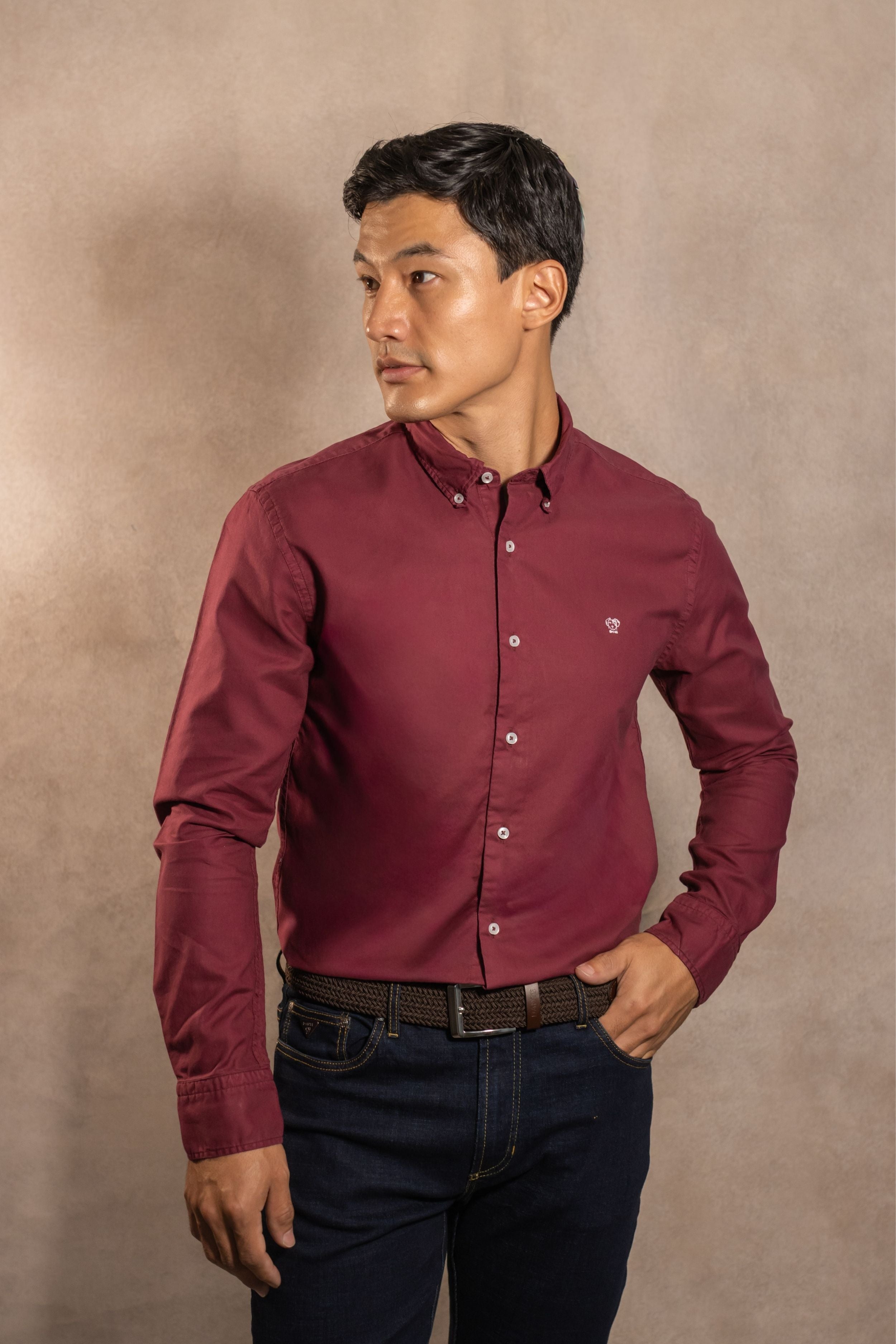 Camisa Antimanchas Oxford Vino