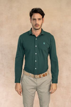 Camisa Antimanchas piqu  Verde Esmeralda