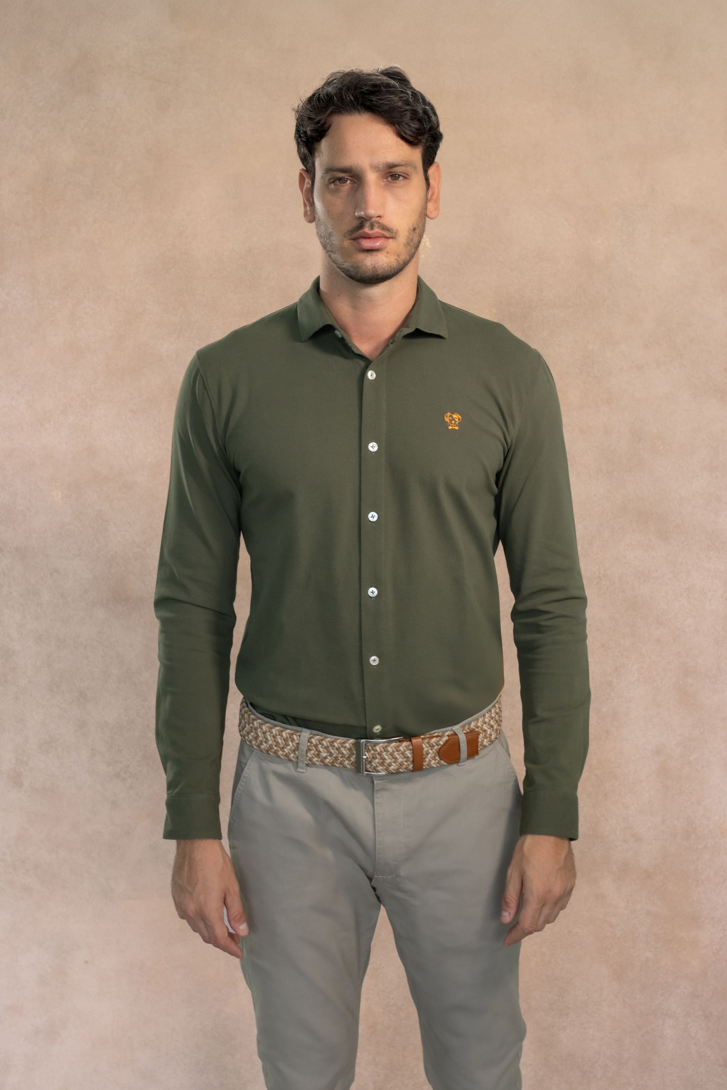 Camisa Antimanchas Piqu  Verde Militar