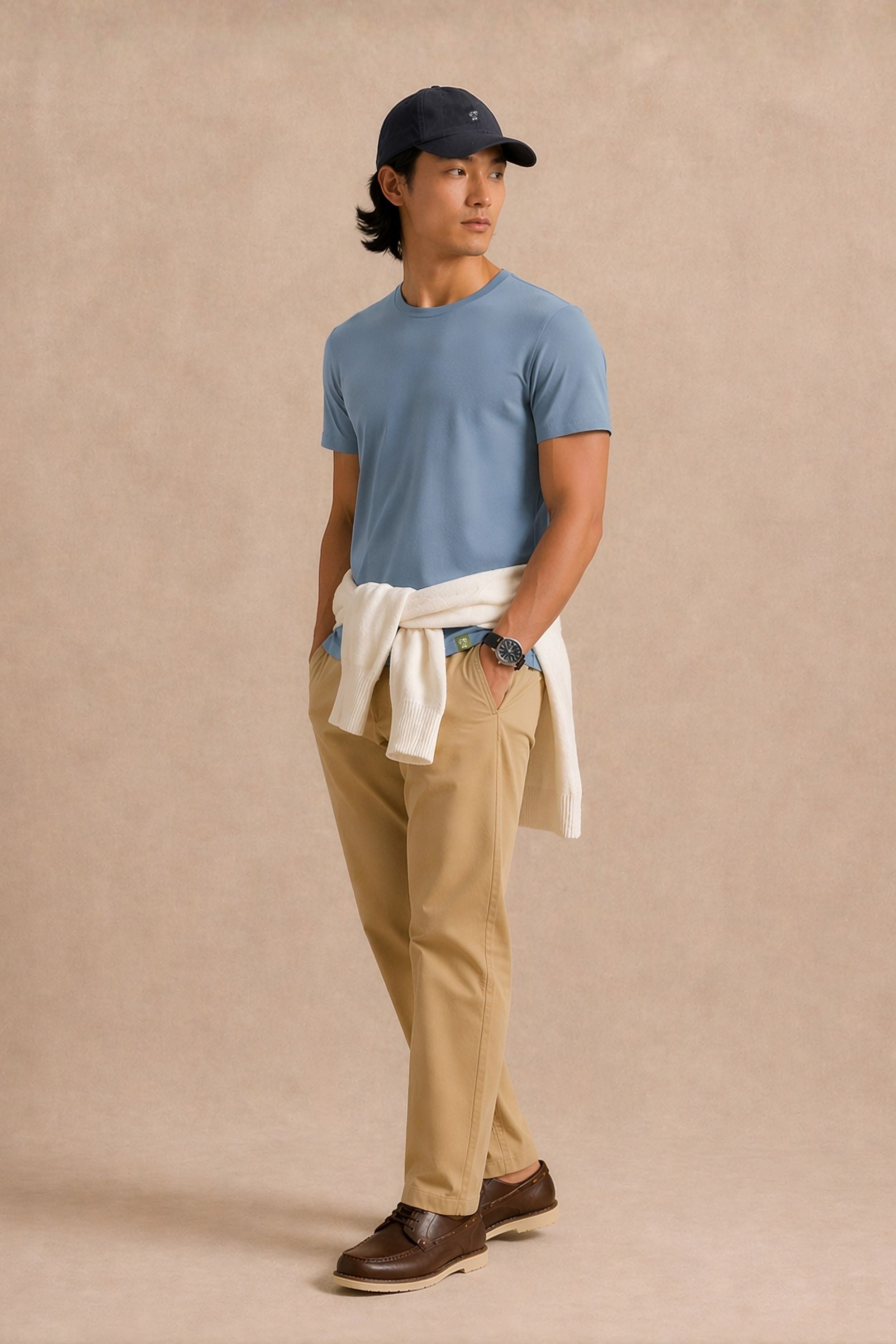 Camiseta Antimanchas Azul Chino - Talla Regular