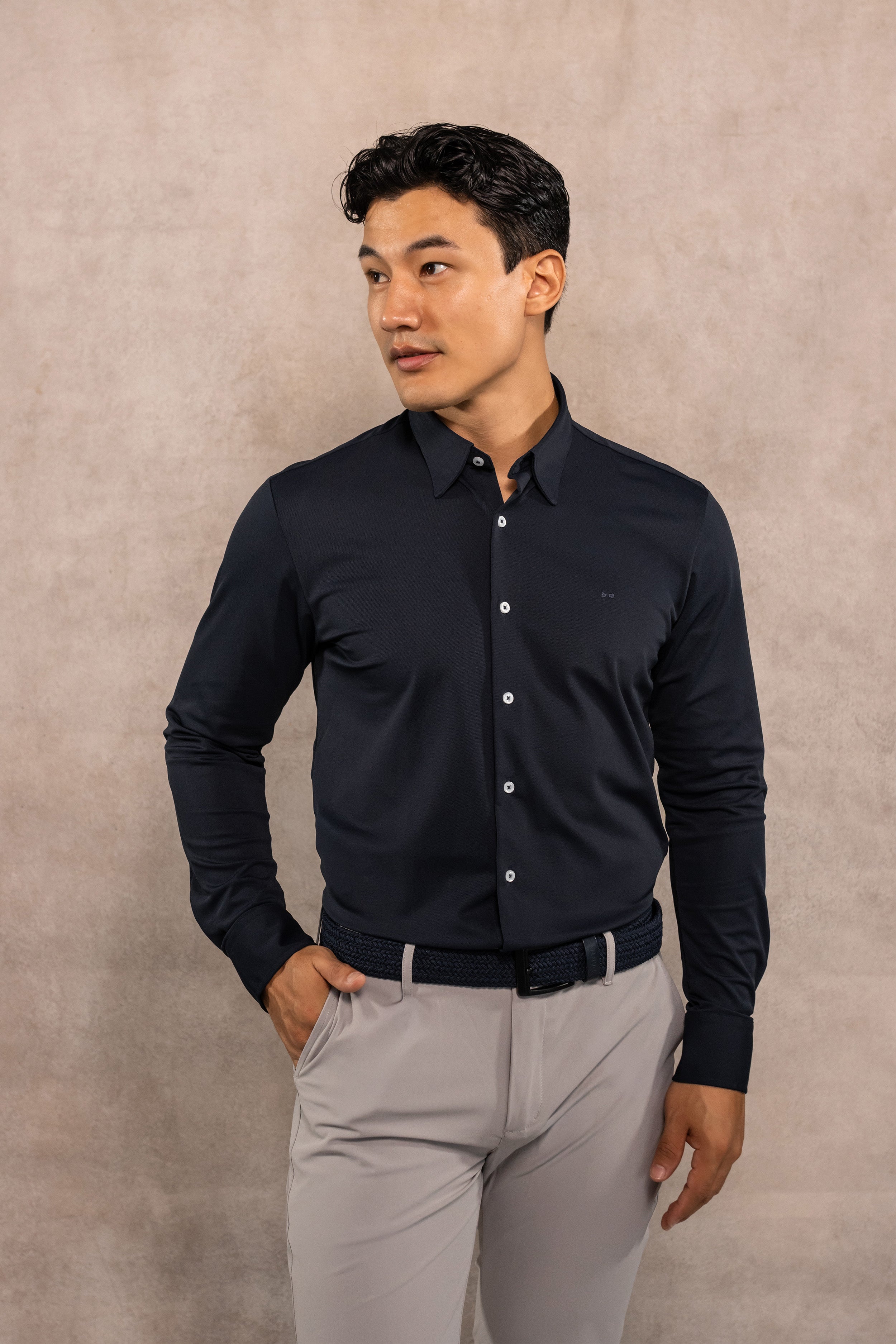 Camisa Performance Oxford Azul Oscuro