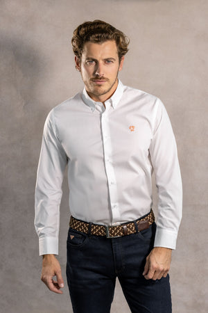 Camisa Antimanchas Popelina Blanco Logo Coral - Talla Regular