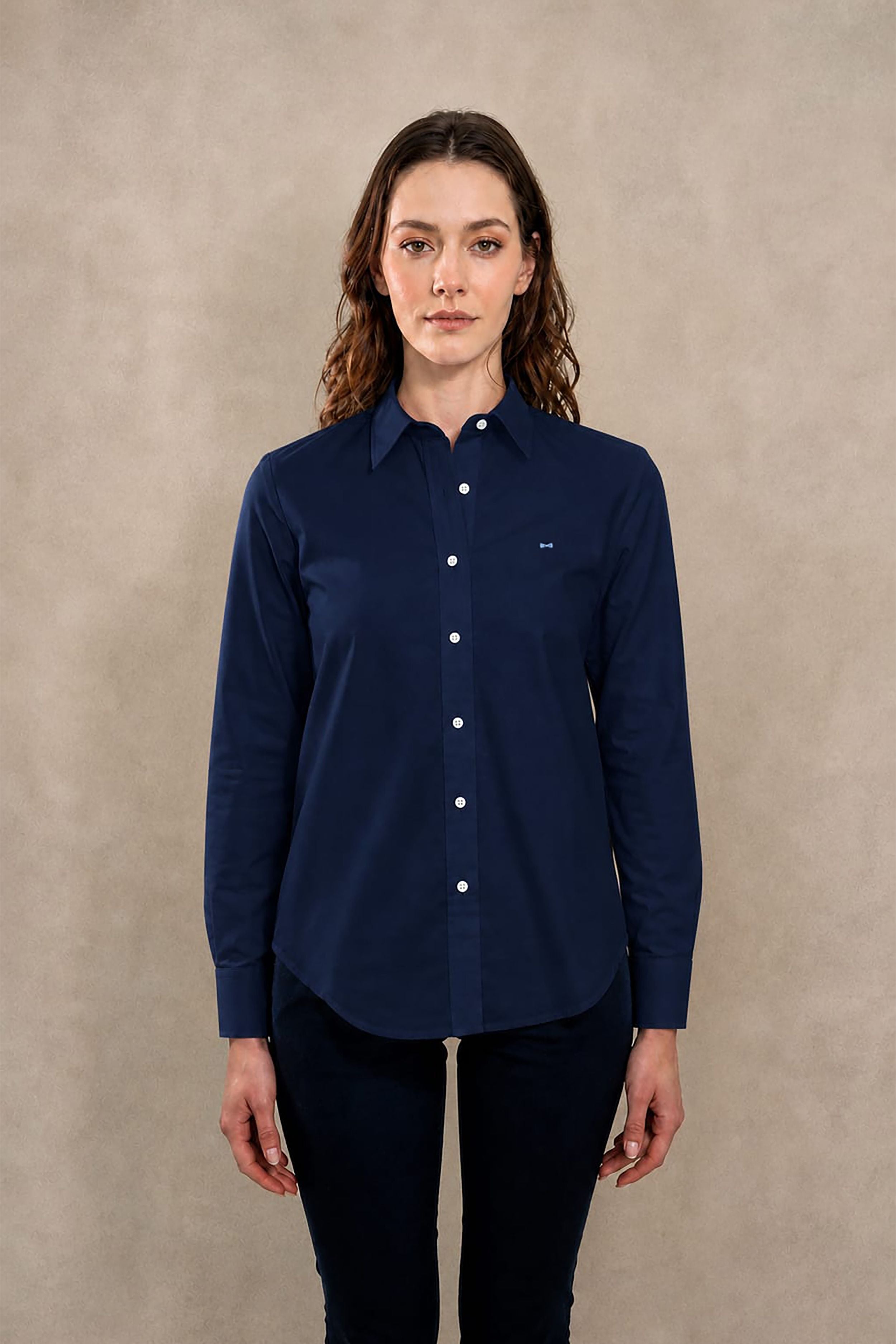 Camisa Antimanchas Oxford de Mujer Azul Navy