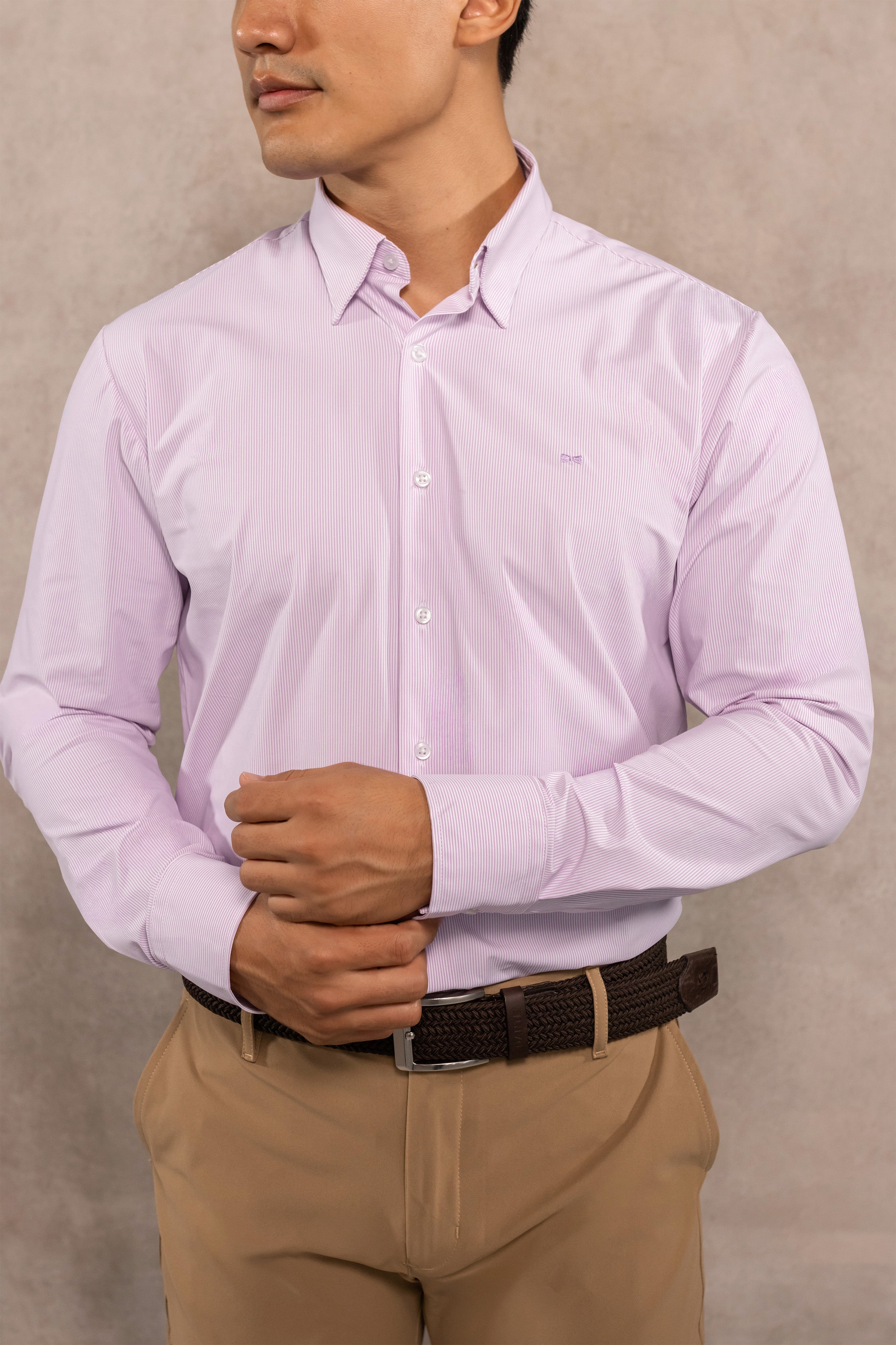 Camisa Performance Oxford Rayas Lila