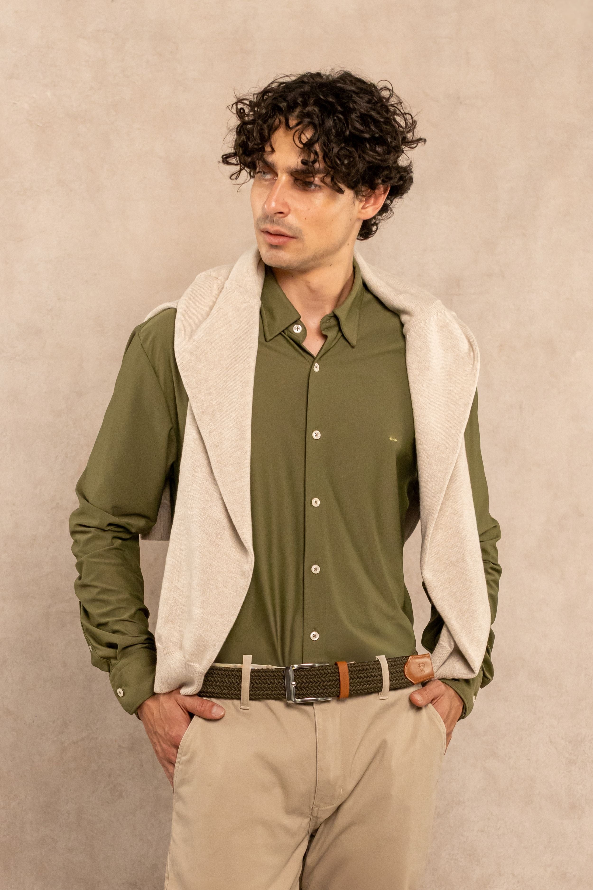 Camisa Performance Oxford Verde Militar
