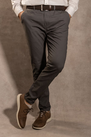 Pantalon Elastico Gris Oscuro - Talla Regular