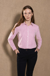 Camisa Antimanchas de Mujer Popelina Rayas Rosadas