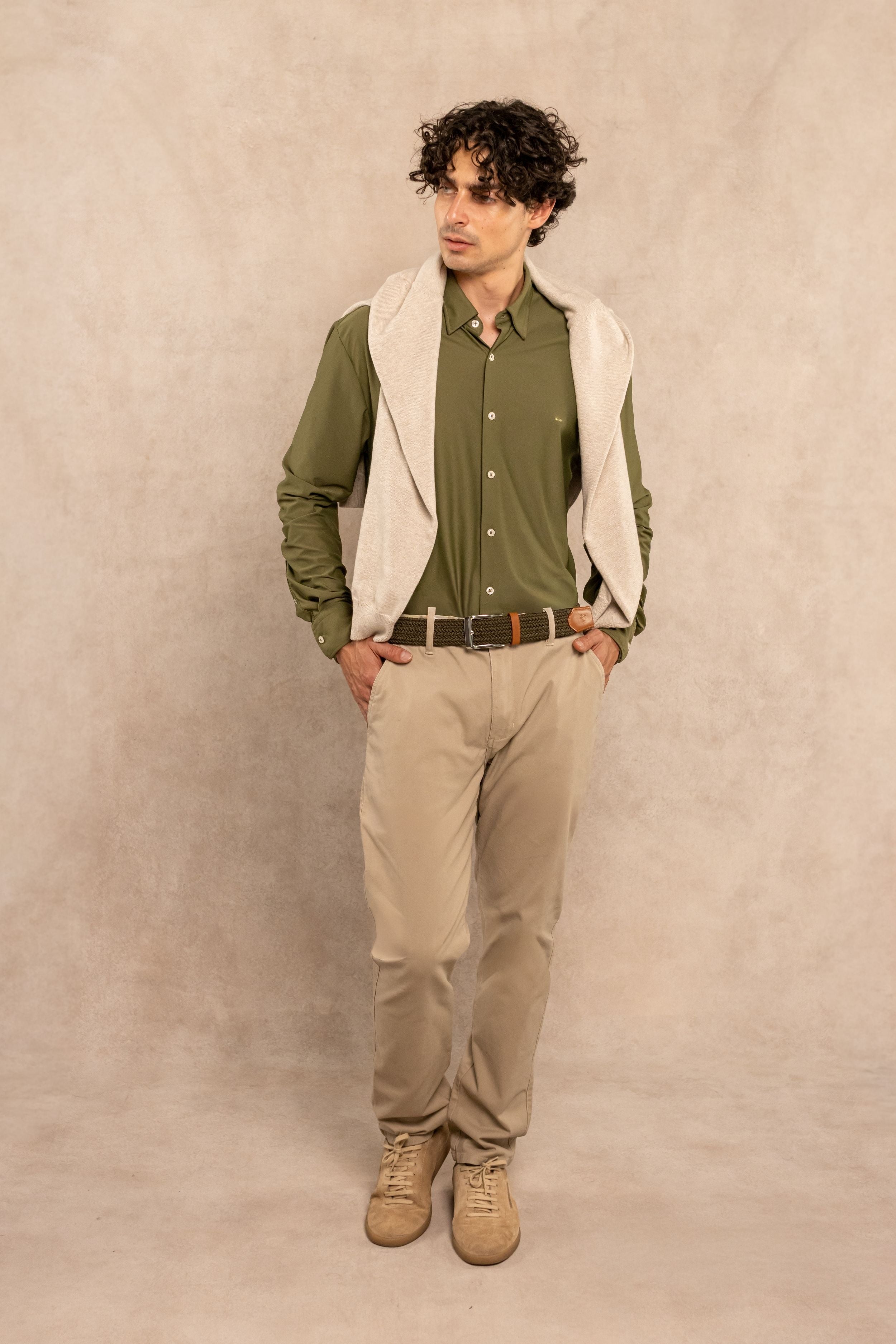 Camisa Performance Oxford Verde Militar