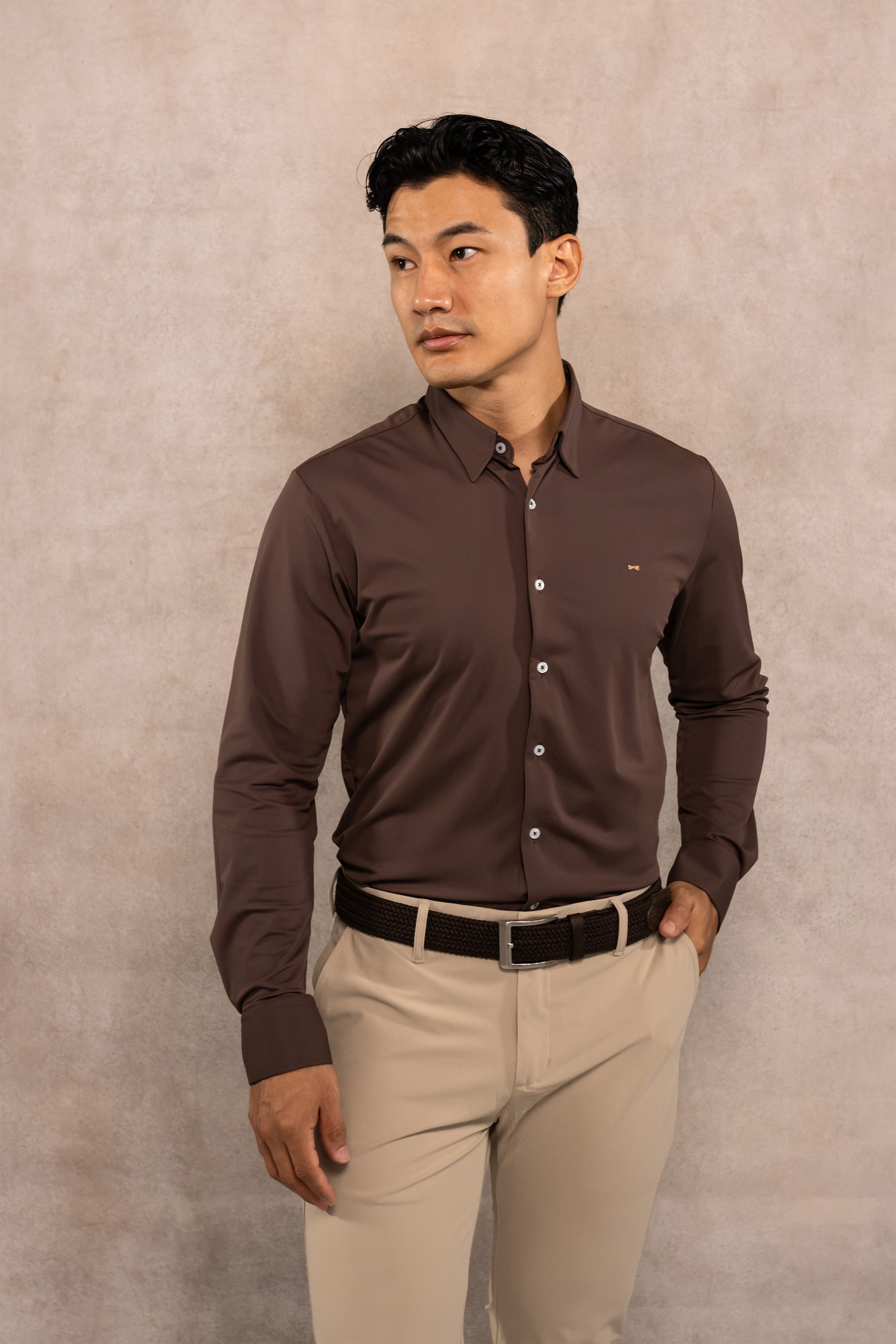 Camisa Performance Oxford Cafe