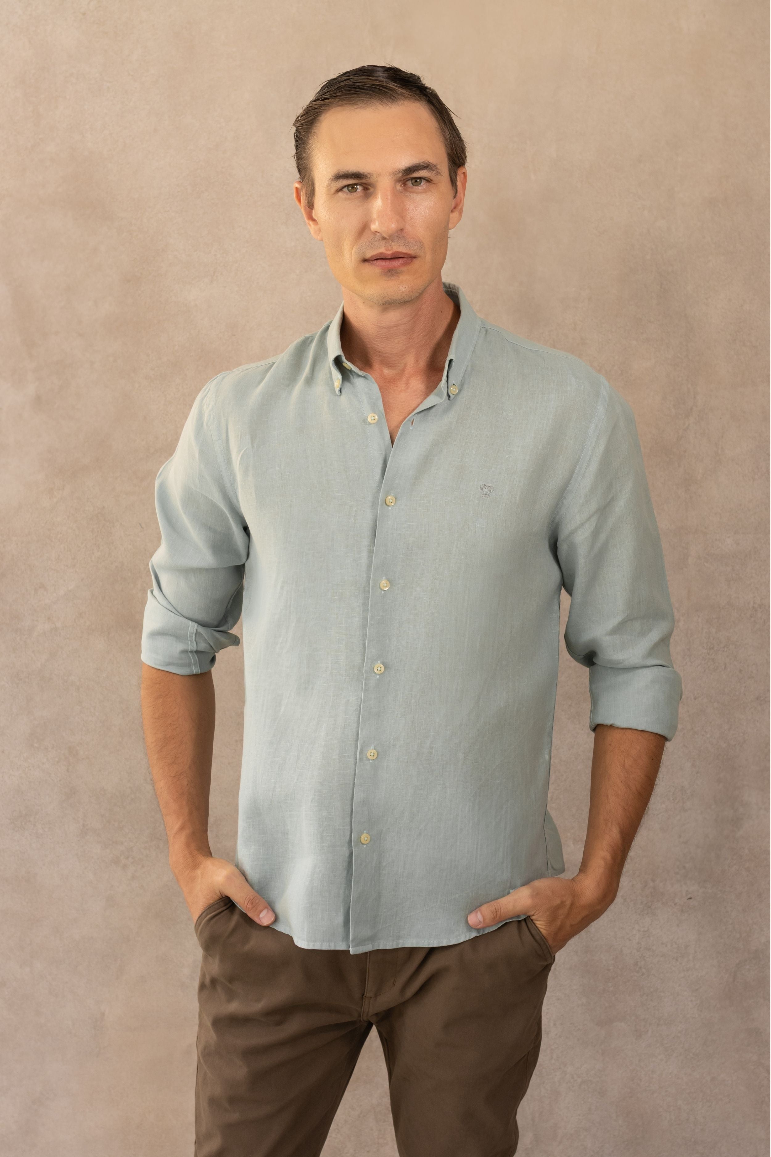 Camisa Antimanchas Lino Verde Amalfi