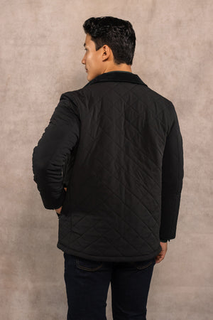 Chaqueta acolchada rombos negra para hombre marca DANTE regular fit foto detalle logo