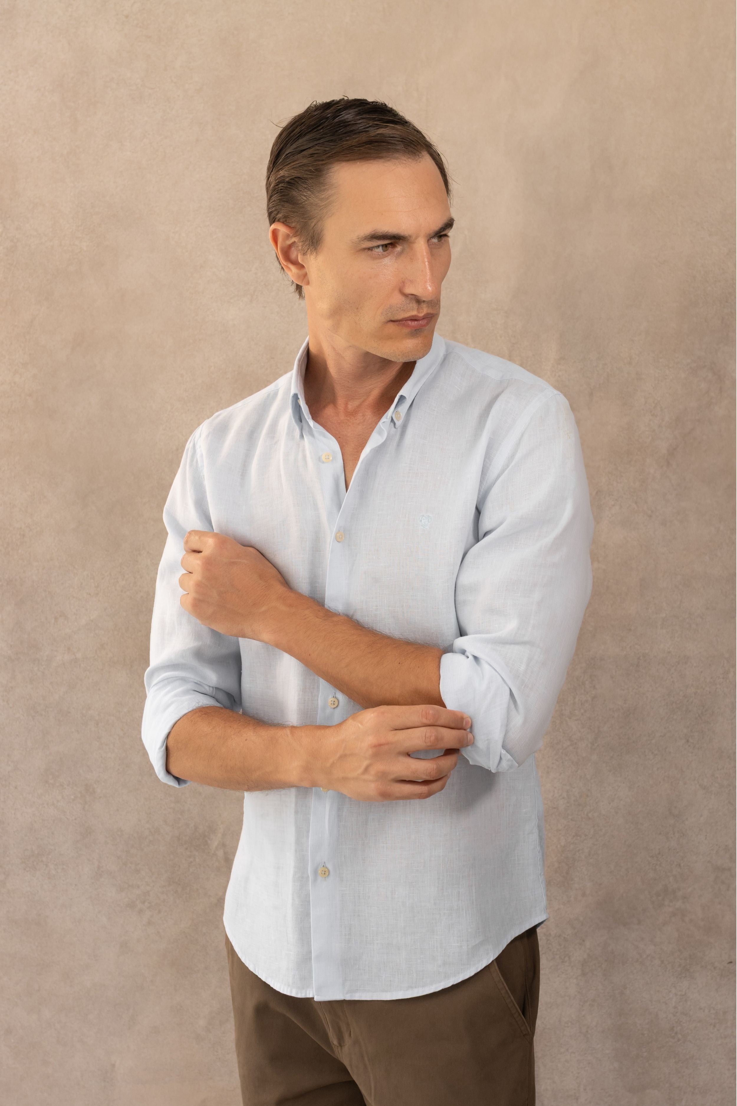 Camisa Antimanchas Lino Azul Capri