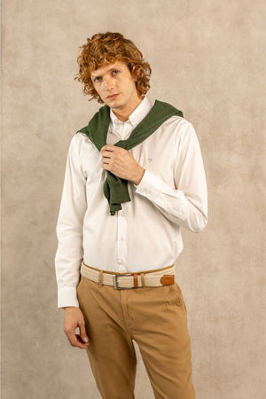 Camisa Antimanchas Popelina Blanca Logo Gris Claro - Talla Regular