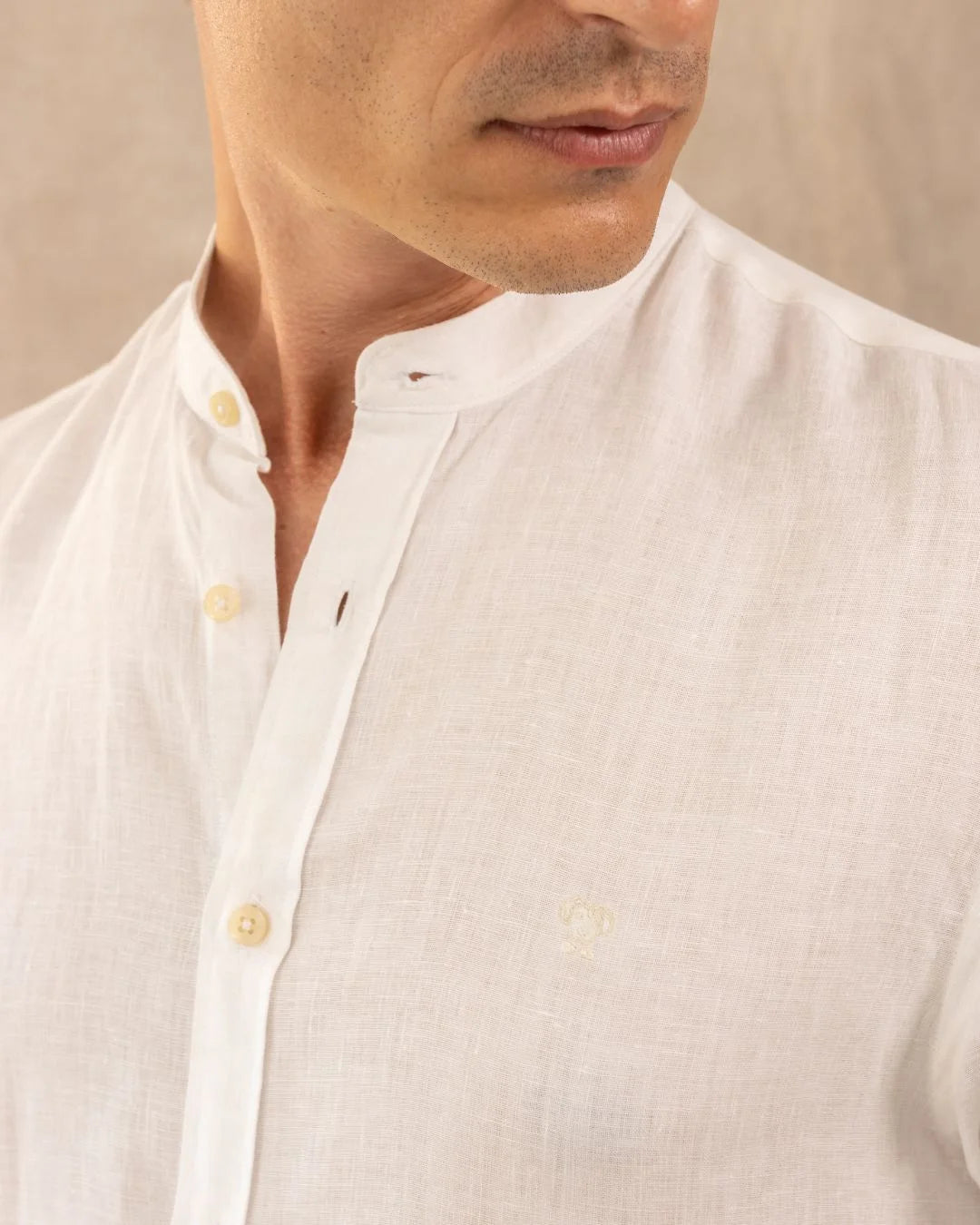Camisa Lino Cuello Ner  Blanco