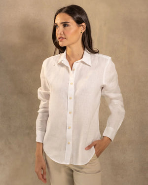 Camisa Lino blanco marca DANTE para hombre regular fit foto modelo1