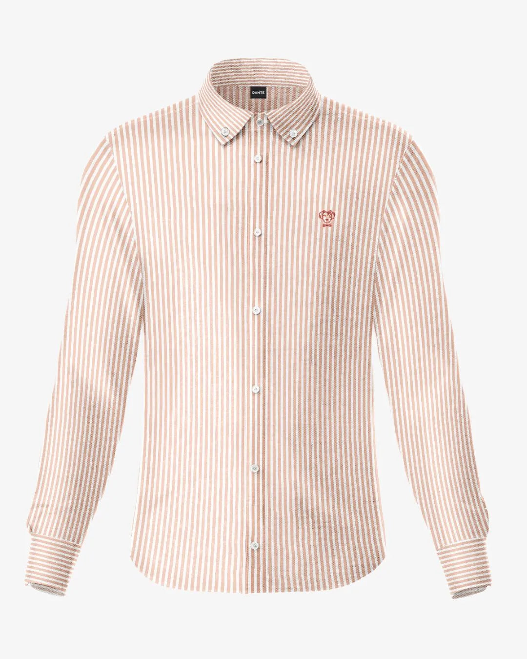 Camisa antimanchas Oxford Rayas coral marca DANTE para hombre regular fit foto mockup