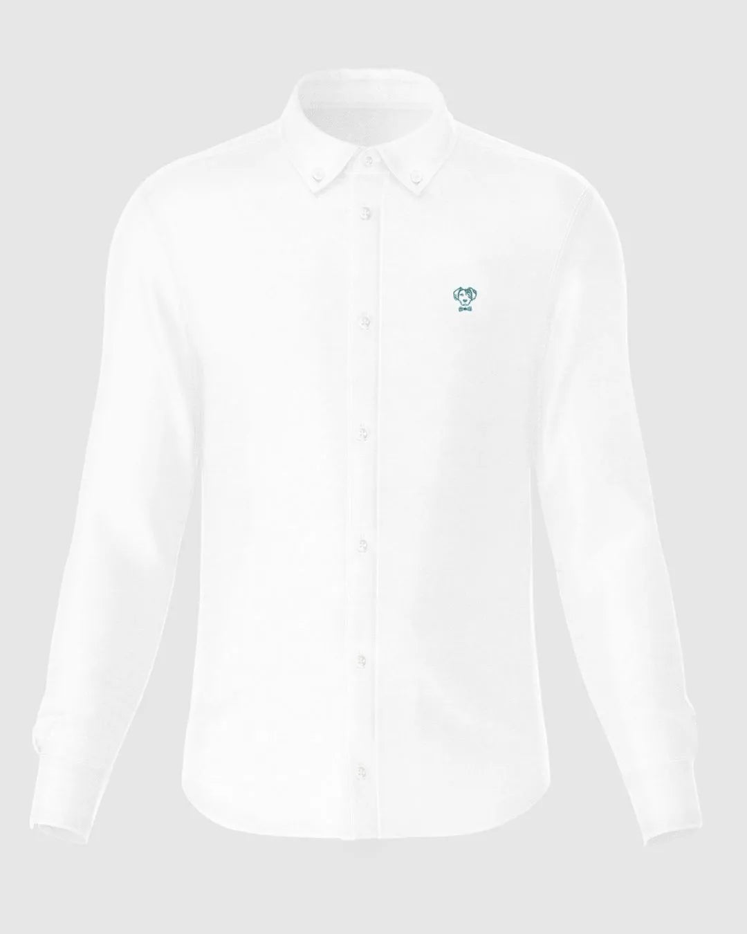 Camisa antimanchas Popelina Blanco Logo Azul Claro para hombre marca DANTE tallaje regular fit foto MOCKUP