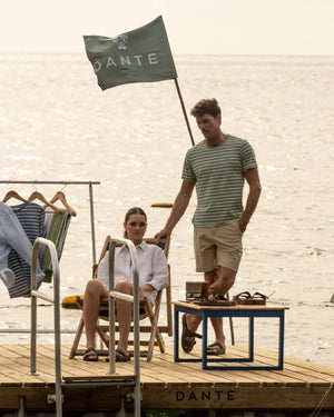 Camiseta antimanchas Rayas Verde Sage marca DANTE tallaje Regular Fit foto
