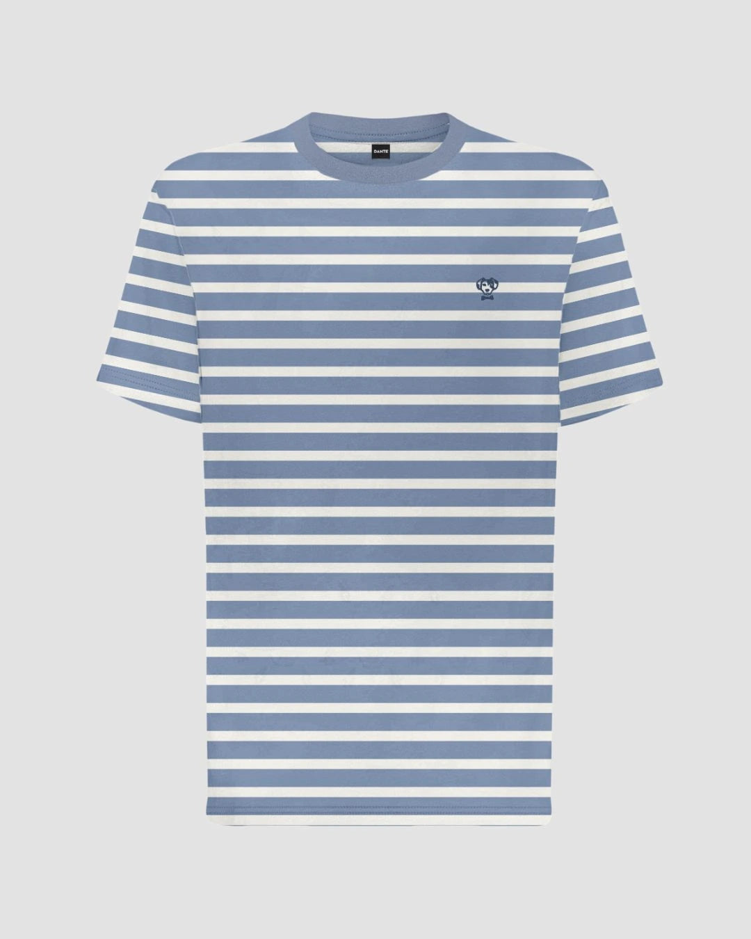 Camiseta antimanchas Rayas azul stone hombre marca DANTE tallaje regular fit foto mockup
