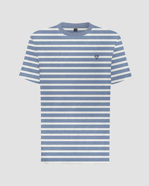 Camiseta antimanchas Rayas azul stone hombre marca DANTE tallaje regular fit foto mockup