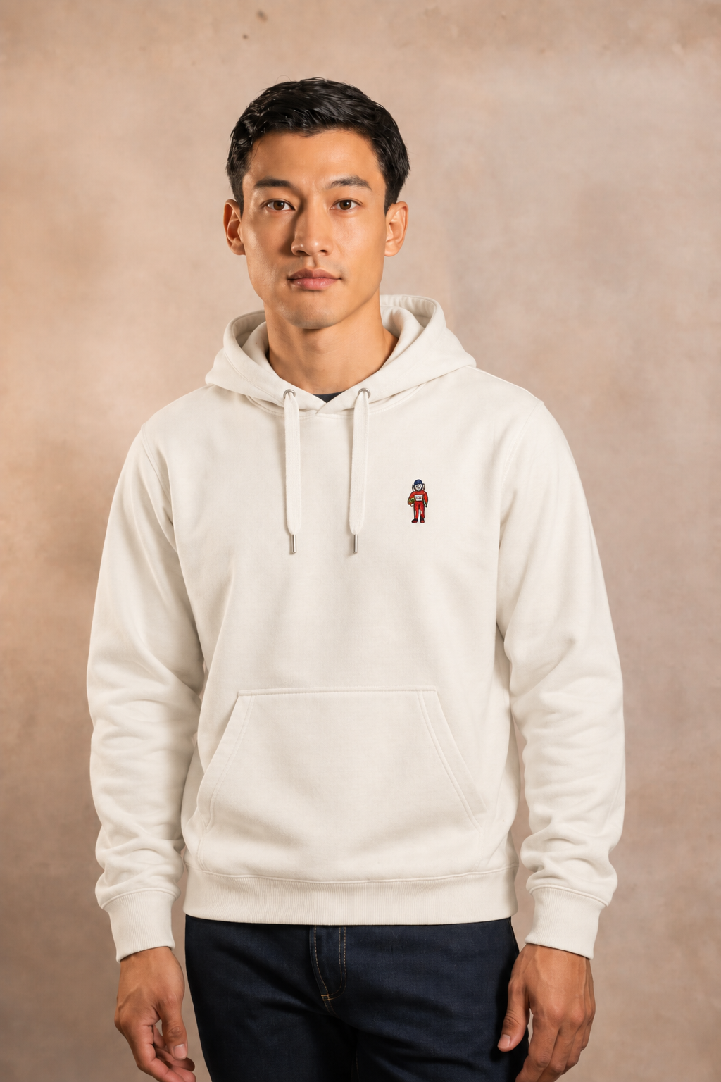 Hoodie algodón peinado marfil Formula 1 para hombre DANTE, vista de espalda