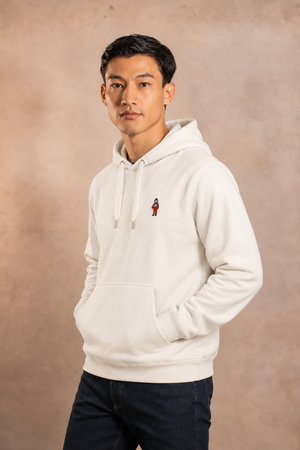 Hoodie algodón peinado marfil Formula 1 para hombre DANTE, foto con modelo 2