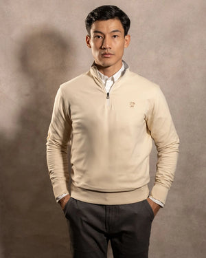 Halfzip Antimanchas marfil de hombre marca DANTE tallaje regular fit foto
