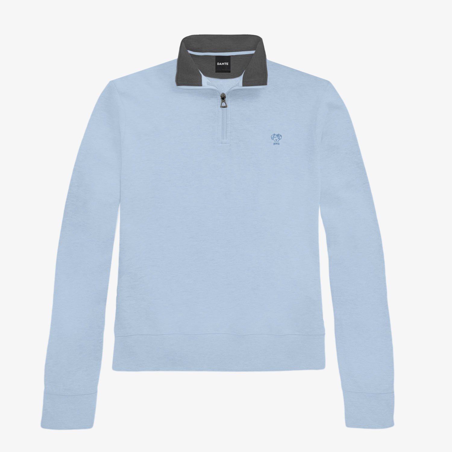 Halfzip Paris Antimanchas Azul Celeste para mujer marca DANTE tallaje regular fit foto mockup