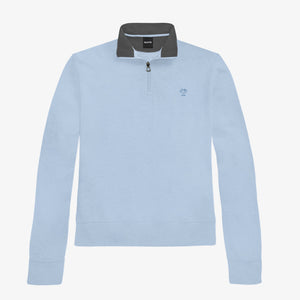 Halfzip Paris Antimanchas Azul Celeste para mujer marca DANTE tallaje regular fit foto mockup