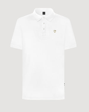 Polo Antimanchas Blanca Logo Dorado