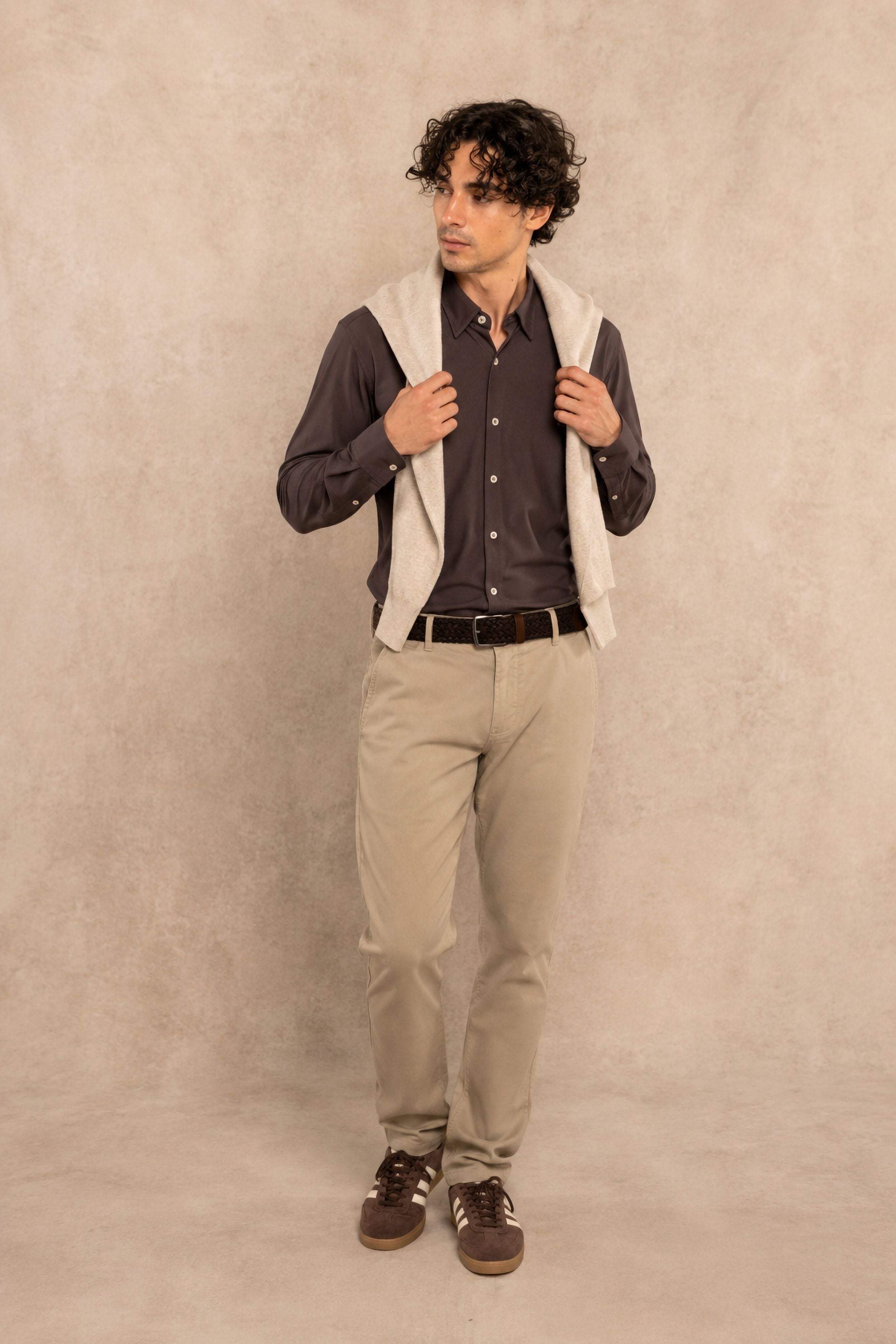 Camisa Performance Oxford Cafe