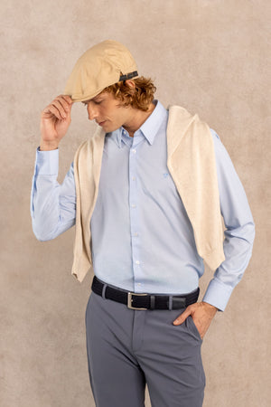 Camisa Performance Antiarrugas Cuadros Textura Azul claro