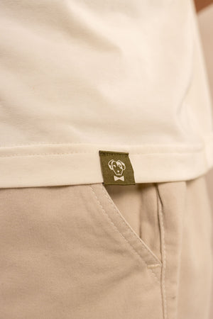 Camiseta antimanchas ivory para hombre marca DANTE regular fit foto detalle tela