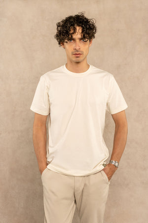 Camiseta antimanchas ivory para hombre marca DANTE regular fit foto espalda