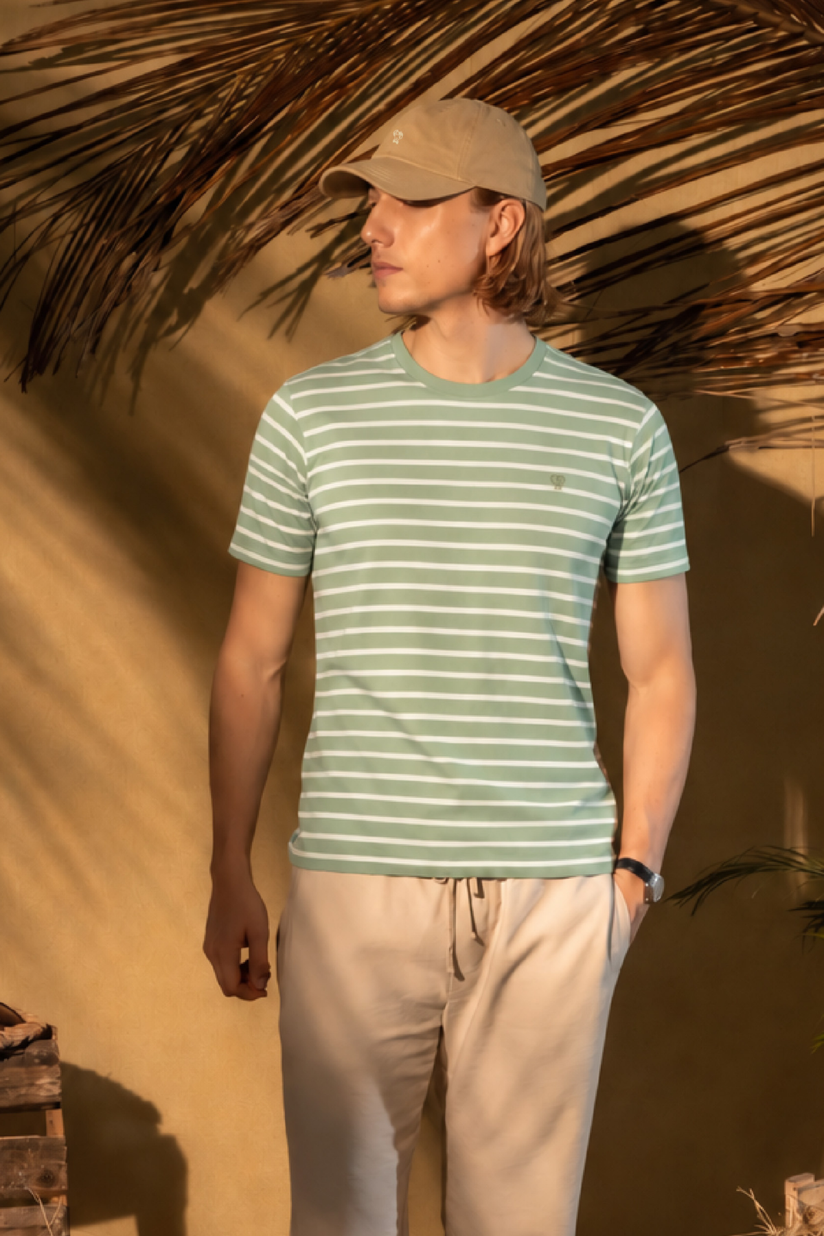 Camiseta Antimanchas Rayas Verde Sage