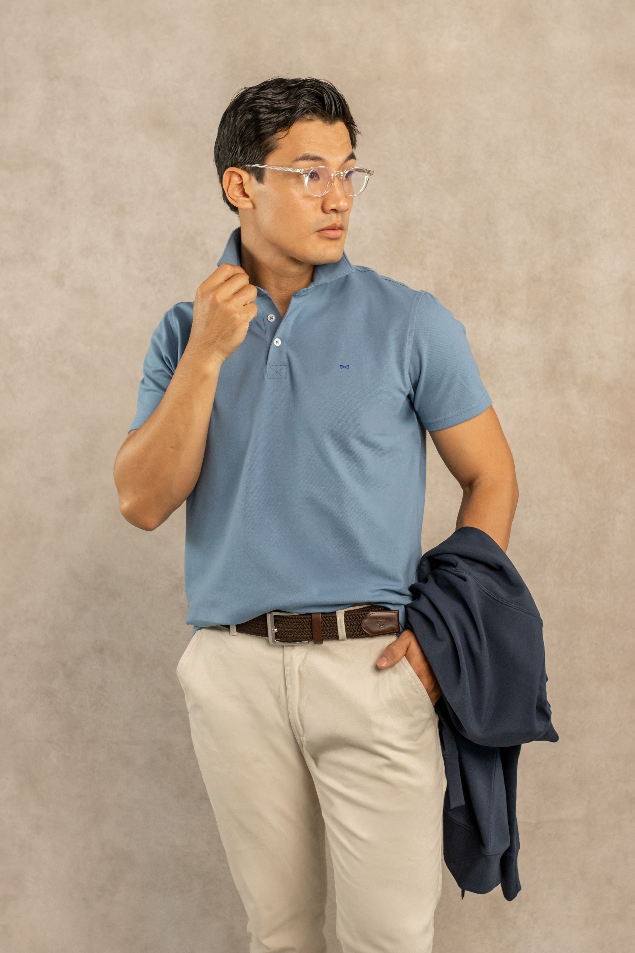 Polo Antimanchas Azul Chino