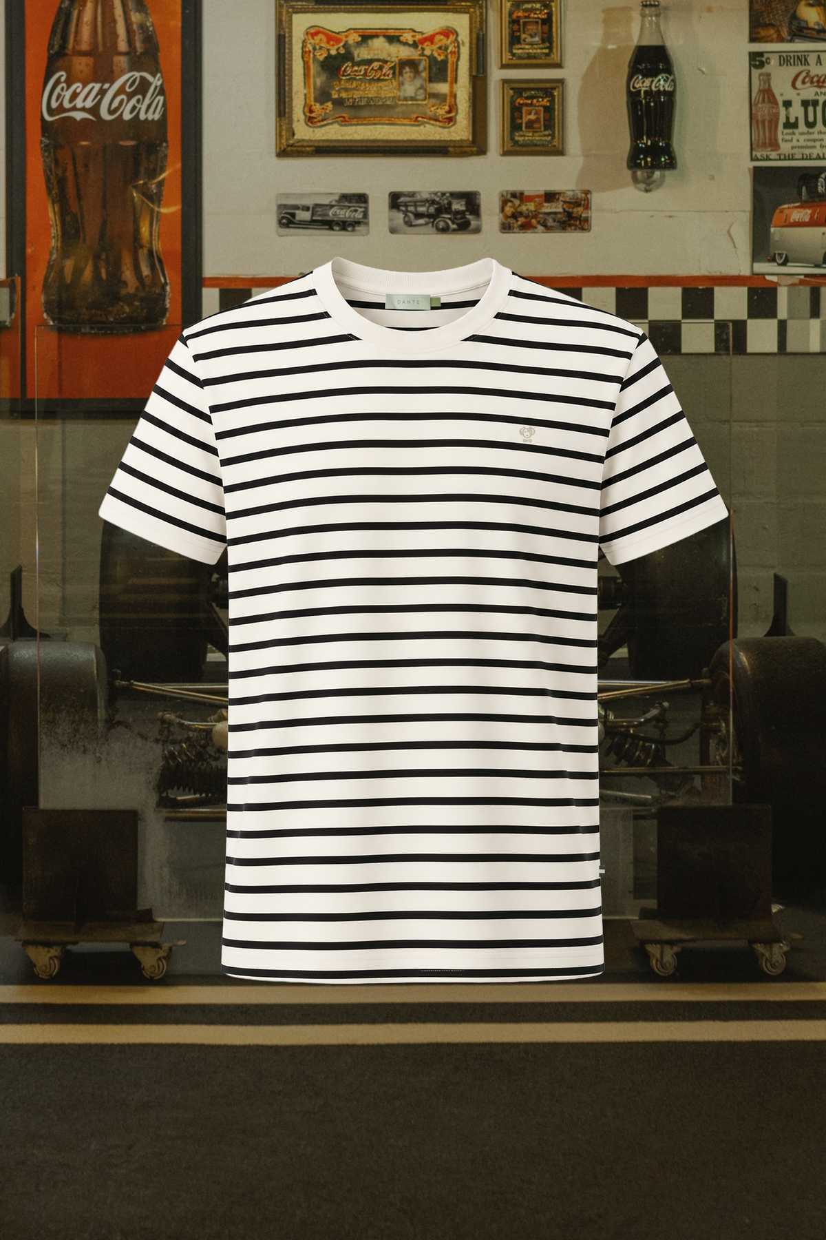 Camiseta antimanchas rayas bretón para hombre DANTE, vista principal