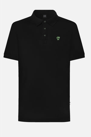 Polo Antimanchas Negro Detail Logo Verde - Talla Regular